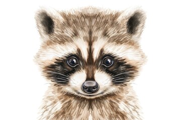 Obraz premium Illustration of cute raccoon in watercolor style isolated on background