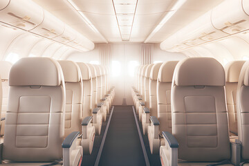Empty Airplane Seats, 3d rendering