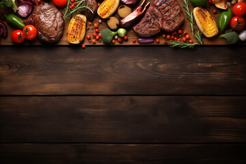 Summer BBQ or picnic food side border 