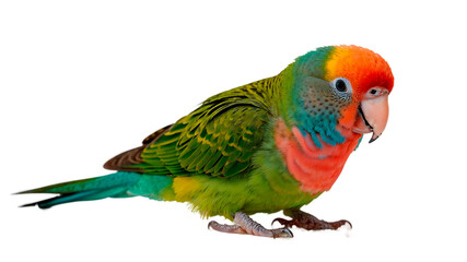 A colorful Bourkes parrot is sitting on a transparent background