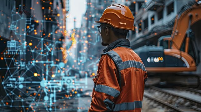 AI for construction site safety monitoring using advanced algorithms for hazard detection, highlighting safety
