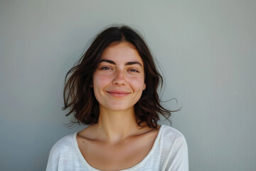Fototapeta premium A close up portrait of a young woman with a subtle smile