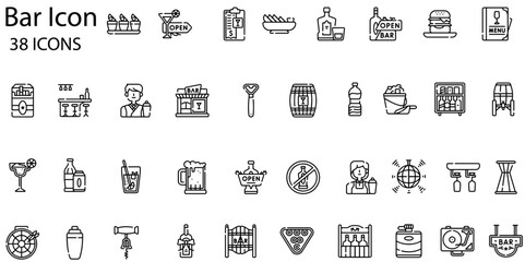 Set of bar icons. Line art style icons bundle. vector illustration
