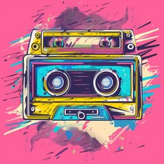 Fototapeta premium retro cassette player vector illustration
