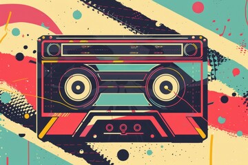 Fototapeta premium retro cassette player on grunge background