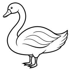 Obraz premium swan cartoon line art outline coloring page nursery room decor illustration, isolated on transparent background 