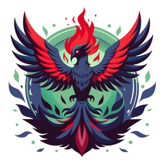 majestic phoenix rising from the ashes, with fiery feathers and an aura of rebirth