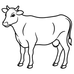 Fototapeta premium cow cartoon line art outline coloring page nursery room decor illustration, isolated on transparent background 