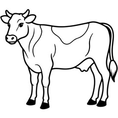 Fototapeta premium cow cartoon line art outline coloring page nursery room decor illustration, isolated on transparent background 