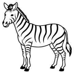 Obraz premium zebra cartoon line art outline coloring page nursery room decor illustration, isolated on transparent background 