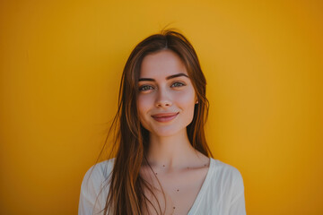 Obraz premium A close up portrait of a young woman with a subtle smile