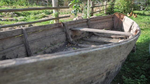 An ancient Boat raised from the bottom of the Lake