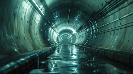 Fototapeta premium A tunnel with a greenish tint and a dark atmosphere