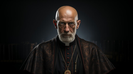 Obraz premium Photograph old abbot isolated on black background