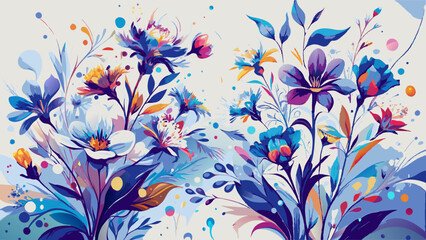 Vibrant Watercolor Floral Arrangement with Splashes of Color