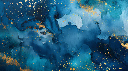 Luxury abstract poster with royale green, sapphire blue, and gold watercolor. Luxury background with watercolor style.