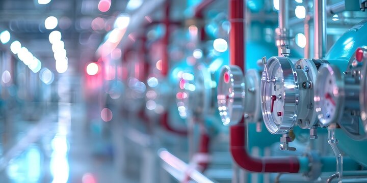 Hotel fire suppression system installation for safety closeup with bright lighting. Concept Fire Safety, Hotel Installations, Suppression Systems, Closeup Photography, Bright Lighting