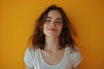 Fototapeta premium A close up portrait of a young woman with a subtle smile
