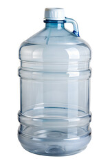 Clear plastic water jug with white cap png isolated on transparent background