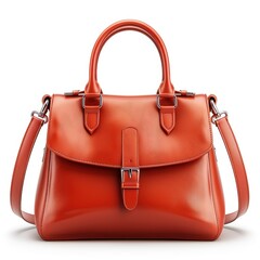 Handbag isolated on white, women fashion red color bag, personal accessory
