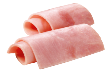 fatia de presunto cru enrolado isolado em fundo transparente