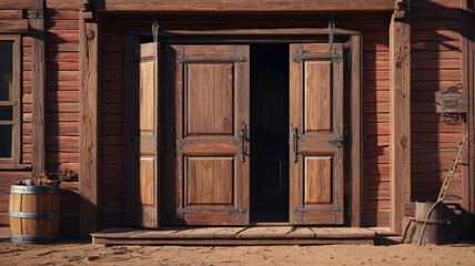 The old saloon doors swing open, revealing a rugged gunslinger ready for a showdown, Generative AI