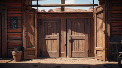 The old saloon doors swing open, revealing a rugged gunslinger ready for a showdown, Generative AI