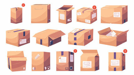 Collection of packages for transporting. Shipping and transportation concept
