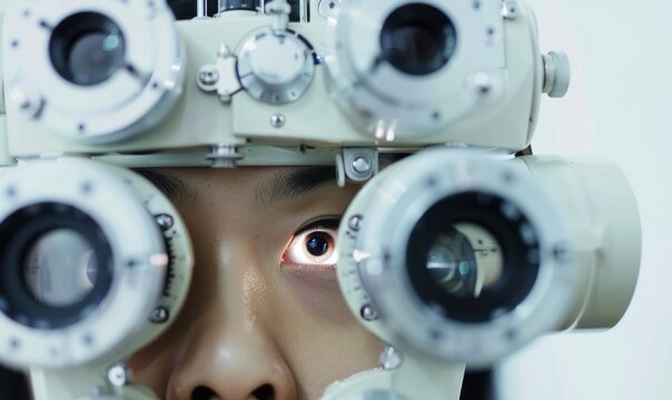 Close Up of Eye Examination With Ophthalmoscope