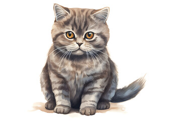 vintage style illustrated british short har cat, british short hair cat illustration