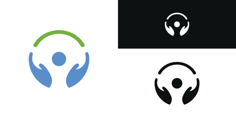 Creative people care logo design abstrack. Premium Vector