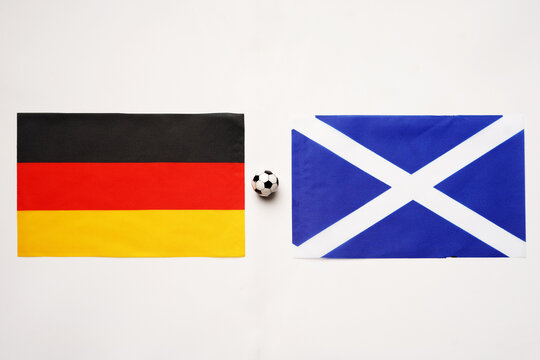 UEFA Euro 2024 Germany vs Scotland, Football match with national flags