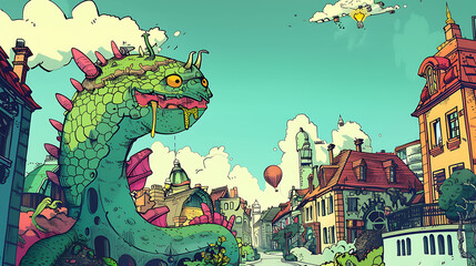 A comic strip vignette capturing a whimsical scenario with quirky characters and playful humor, rendered in vivid colors and sharp lines, captured in HD