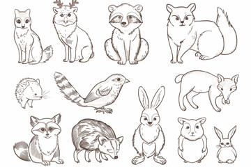 Obraz premium vector world wild animals, mammals, fish, reptiles, and birds. Rare animals. Funny flat characters, good for banners, prints, patterns, infographics, children's book illustrations etc generated ai