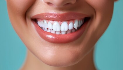 Obraz premium Close Up of a Person Smiling With White Teeth