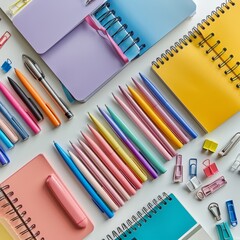 a variety of pens, pencils, and other office supplies