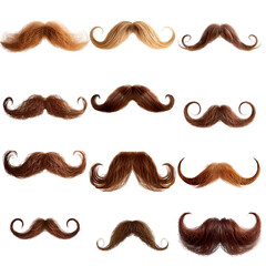 Obraz premium Set of moustache isolated on white background.