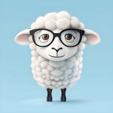cute sheep cartoon character with sun glasses, 3d illustration