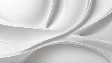 minimal abstract white background with smooth curve, flowing satin waves for backdrop design for product or text over backdrop design. Abstract White Background