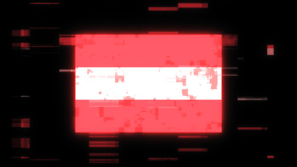 3D rendering flag Austria with screen effects of technological glitches