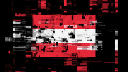 3D rendering flag Austria with screen effects of technological glitches