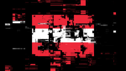 Obraz premium 3D rendering flag Austria with screen effects of technological glitches