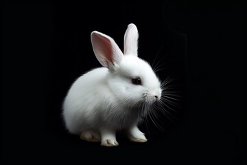 Obraz premium A studio photo of a cute rabbit against a background of pastel colours, taken with soft lighting. Space for copy. 