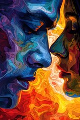 Line Vector, Amidst the brink of annihilation, love emerges as the ultimate defiance of Armageddon., polychromatic