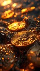 Doodle art, The radiant glow of virtual currencies permeates the digital realm, casting a shimmering light on the decentralized landscape and guiding investors towards untold riches., Perspective View