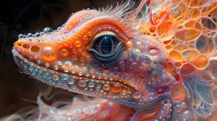 Obraz premium String Art, Holographic wildlife adorned with intricate fur patterns, each creature a masterpiece of nature's design., pastel color