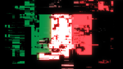 3D rendering flag Italy with screen effects of technological glitches