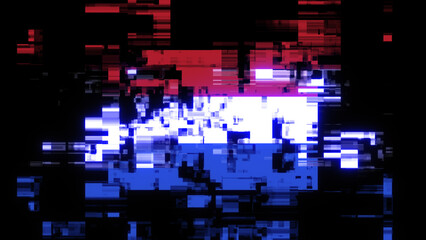 3D rendering flag Netherlands with screen effects of technological glitches