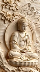3d Hindu ancient religious buddha Wallpaper Background golden art for digital printing wallpaper, mural, custom design wallpaper. AI generated illustration