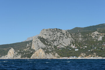 Naklejka premium The rocky shore near the village of Simeiz. Crimea